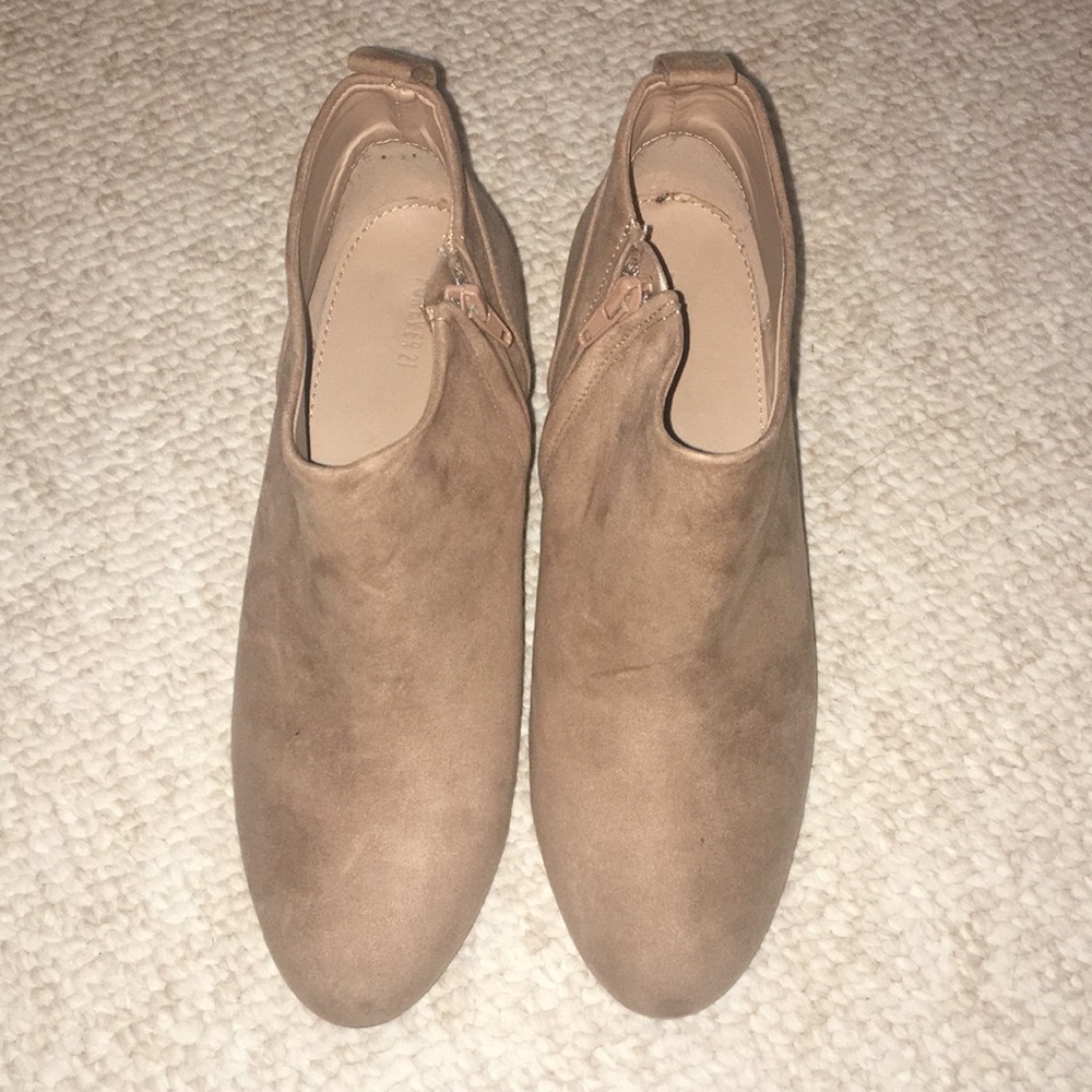 Tan Suede Wedge Heel Booties - Picture 3 of 3
